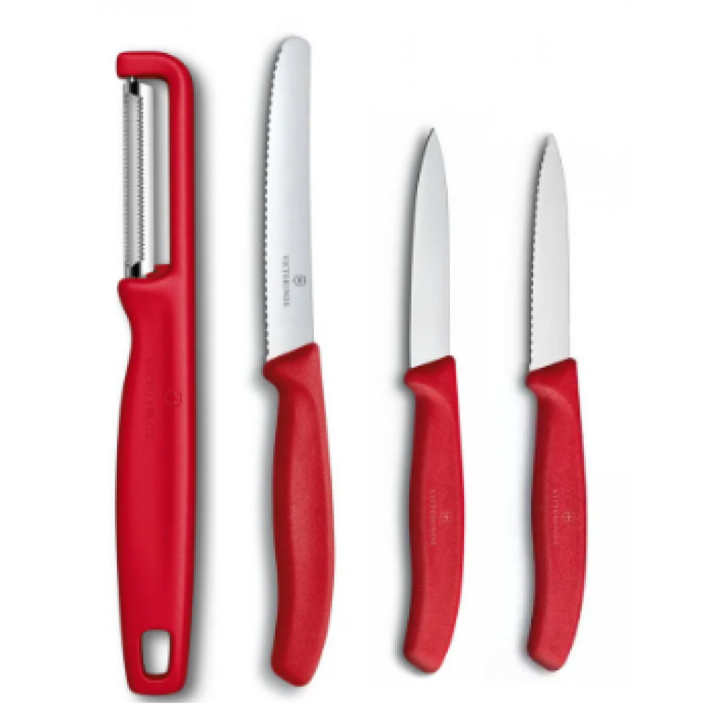 Victorinox Kırmızı 4 'lü Soyacak ve Bıçak Seti