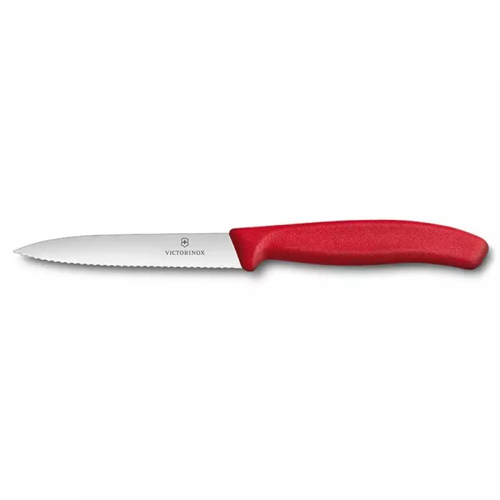 Victorinox Kırmızı Sebze Bıçağı Tırtıklı (10 cm) 6.7731