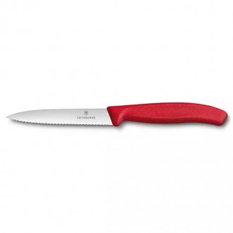 Victorinox Kırmızı Sebze Bıçağı Tırtıklı (10 cm) 6.7731