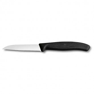 Victorinox Siyah Sebze Bıçağı Tırtıklı (8 cm) 6.7433